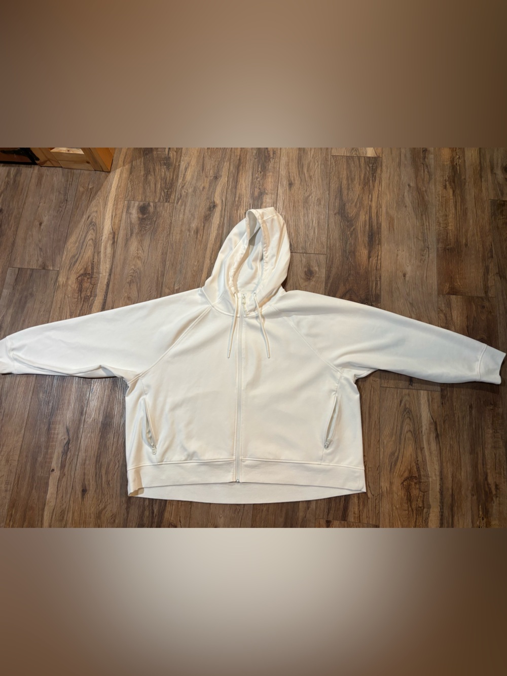 Old Navy Cream Hooded Zip Bomber Jacket